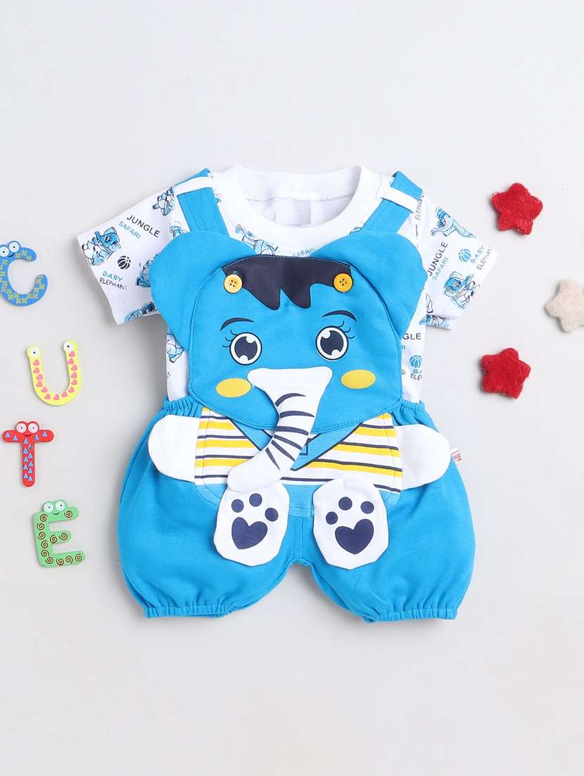 boys printed t-shirt and dungree set