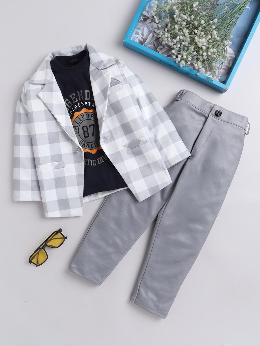boys checkered blazer and trouser set - 21964493 - Zoom Image - 0