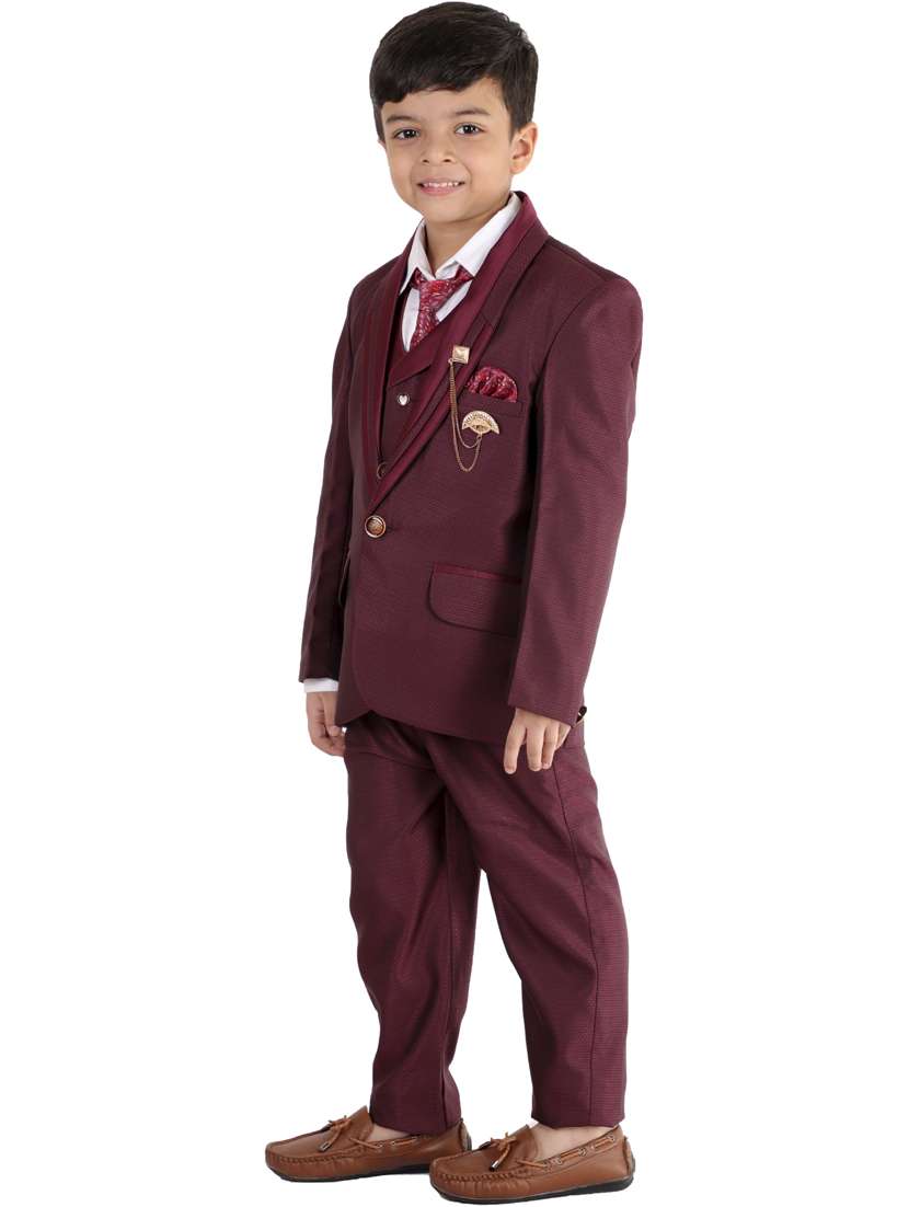 boys solid long sleeve three-piece suit set