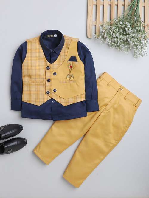 boys shirt and trouser with checkered waistcoat - 21964672 -  Standard Image - 0