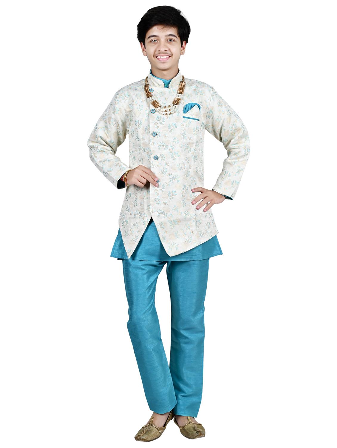 boys printed sherwani with pant set - 21964780 -  Zoom Image - 0