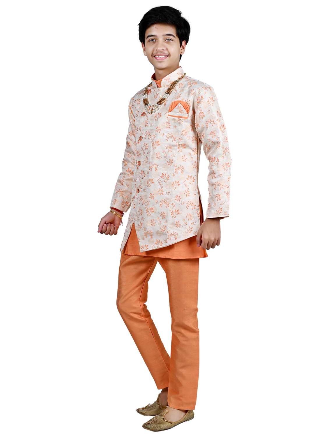 boys floral print sherwani with pant set - 21964781 - Standard Image - 3