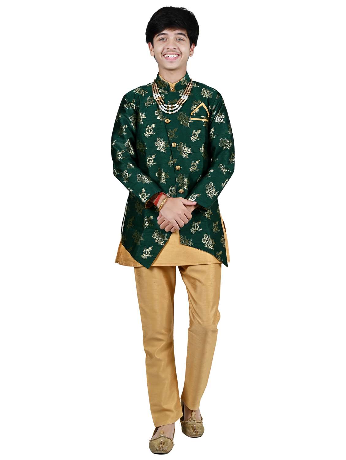 boys floral print long sleeve sherwani