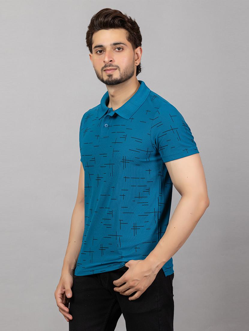 men printed short sleeve slim fit polo t-shirt - 21964805 - Zoom Image - 0