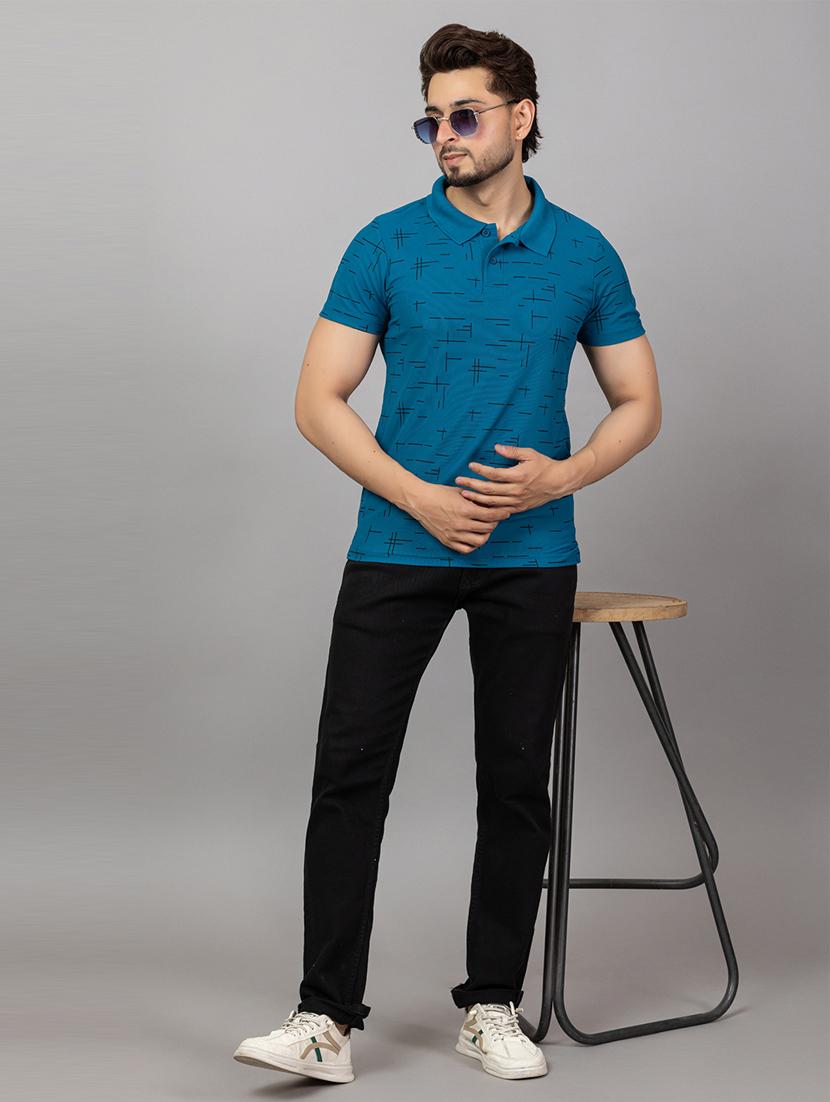 men printed short sleeve slim fit polo t-shirt - 21964805 - Standard Image - 3