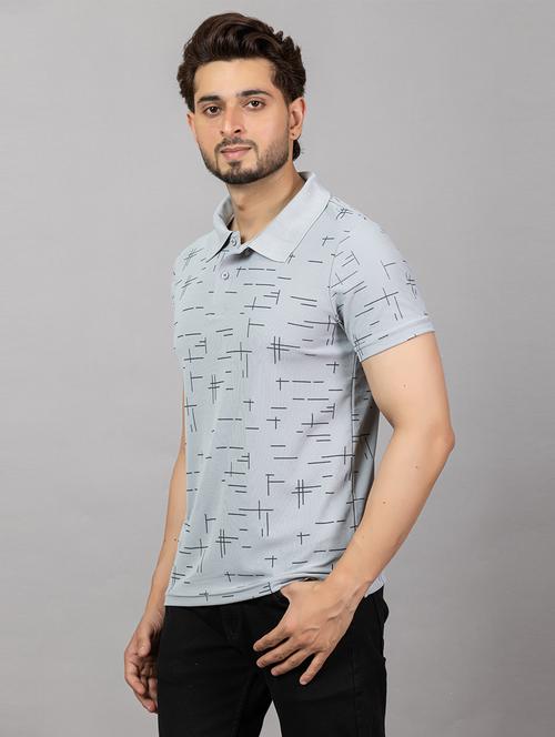 men printed short sleeve slim fit polo t-shirt - 21964806 - Standard Image - 0