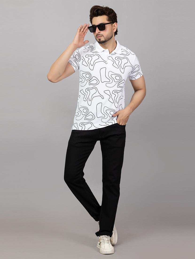 men printed short sleeve slim fit polo t-shirt - 21964807 - Standard Image - 3