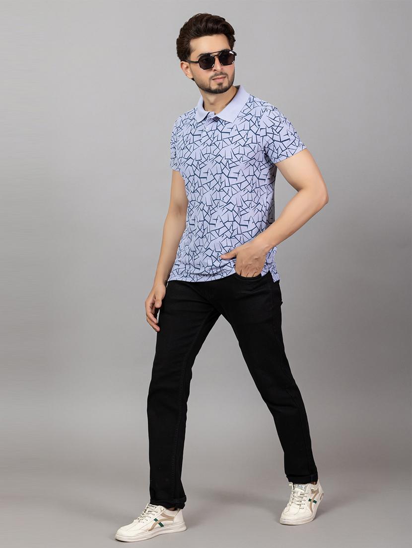 men printed short sleeve slim fit polo t-shirt - 21964808 - Standard Image - 3