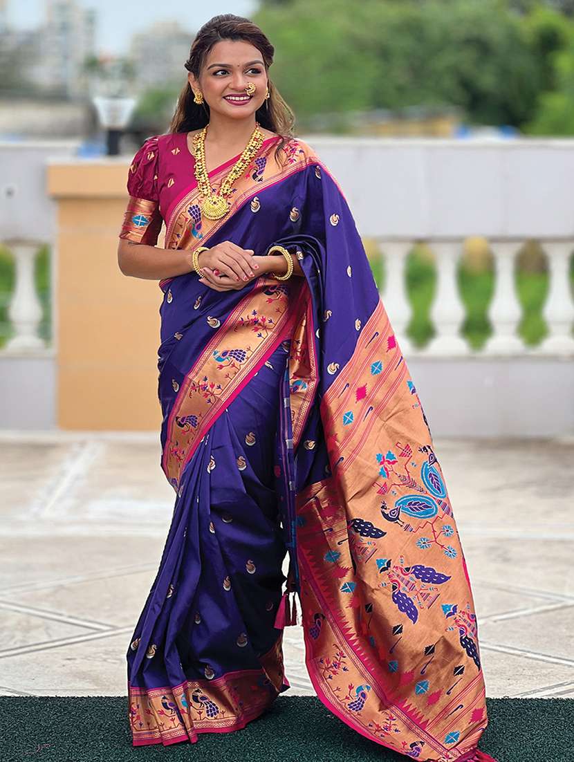 women self design paithani saree with blouse