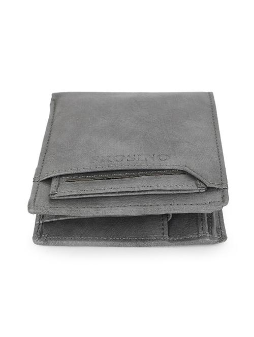 men grey leatherette bi-fold wallet - 21964832 - Standard Image - 0