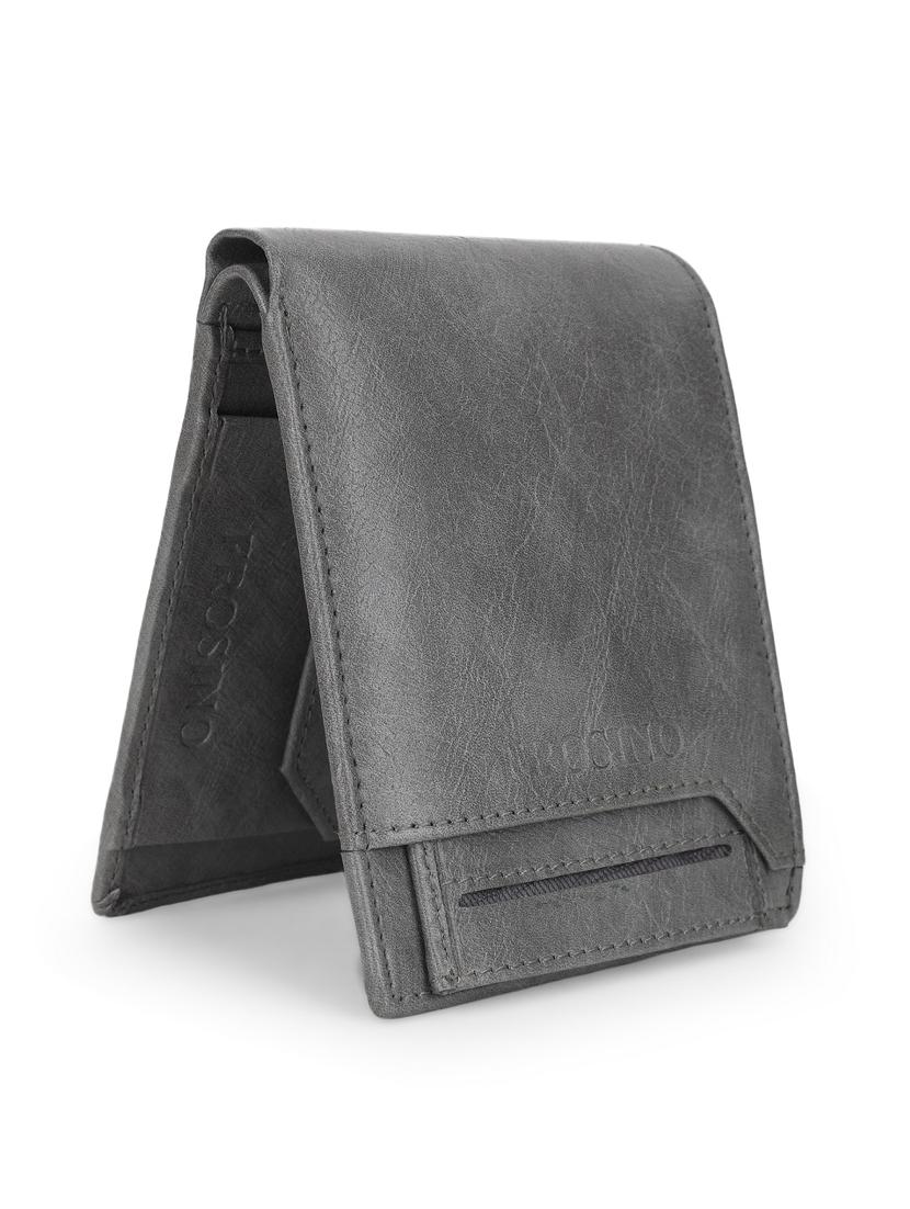 men grey leatherette bi-fold wallet - 21964832 - Standard Image - 3