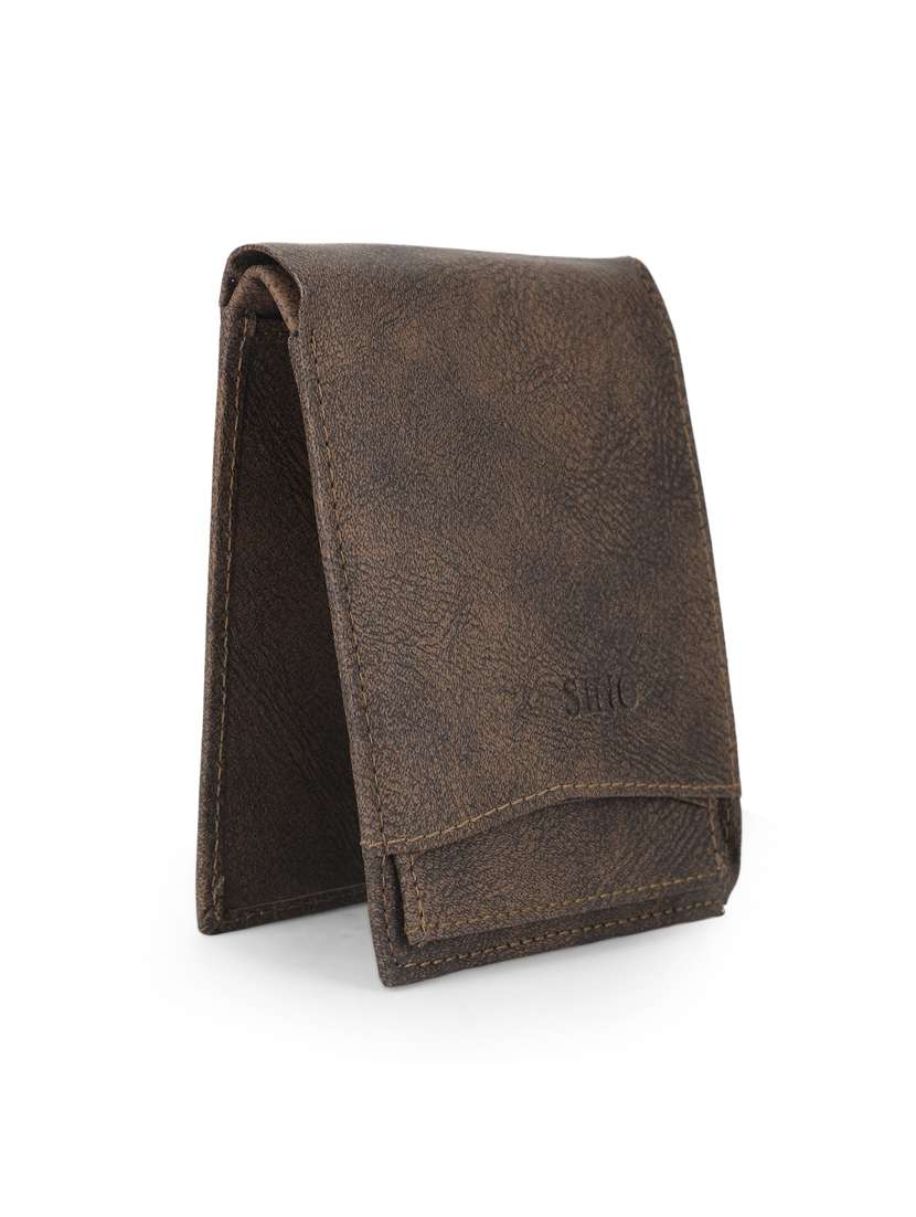 men brown leatherette bi-fold wallet - 21964834 - Standard Image - 3