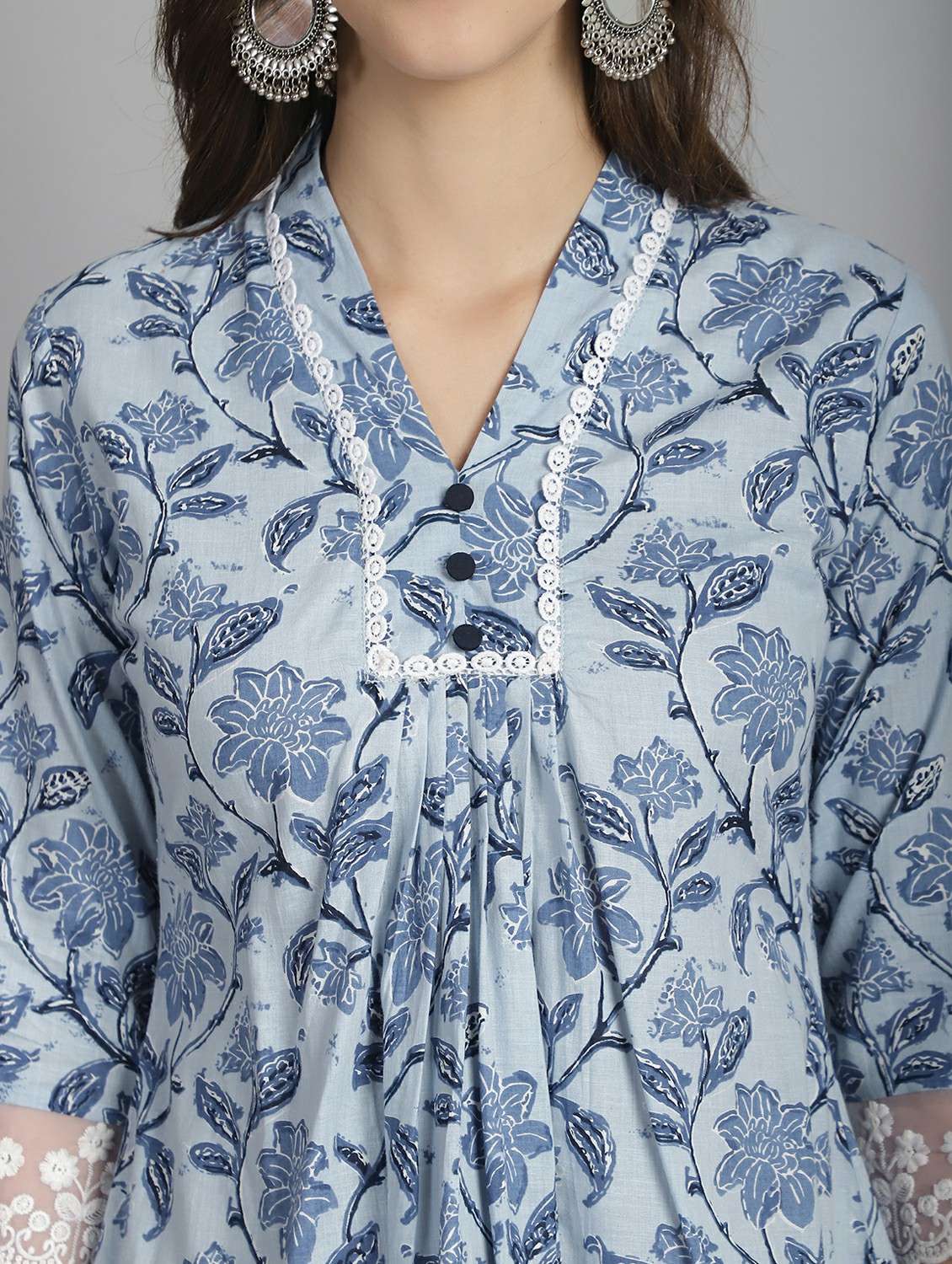 women three quarter sleeve a-line ethnic top - 21964836 -  Standard Image - 3