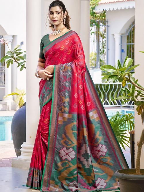 women self design pochampalli saree with blouse - 21964888 - Standard Image - 0