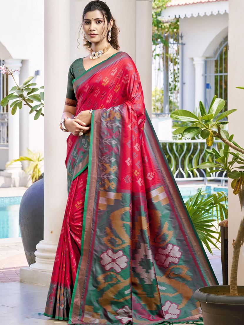 women self design pochampalli saree with blouse - 21964888 - Zoom Image - 0