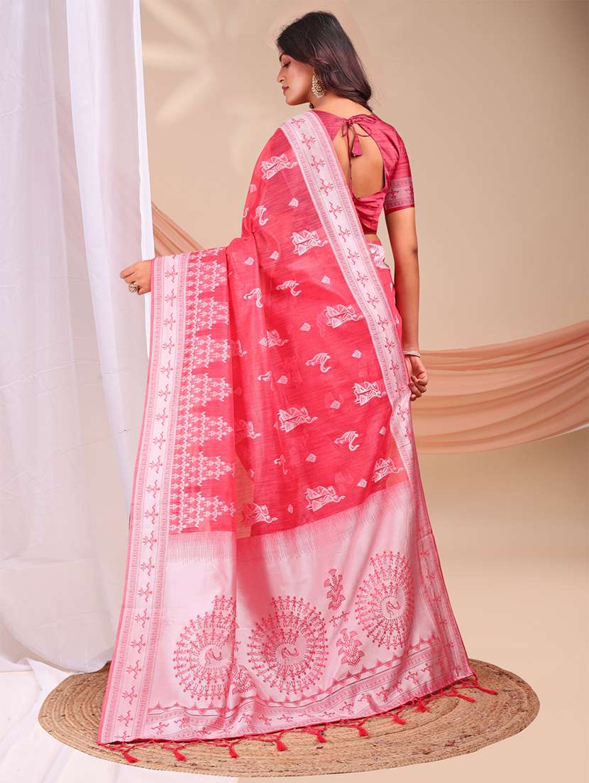 women warli bordered saree with blouse - 21964904 -  Standard Image - 3