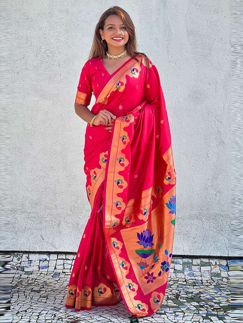 women self design paithani saree with blouse