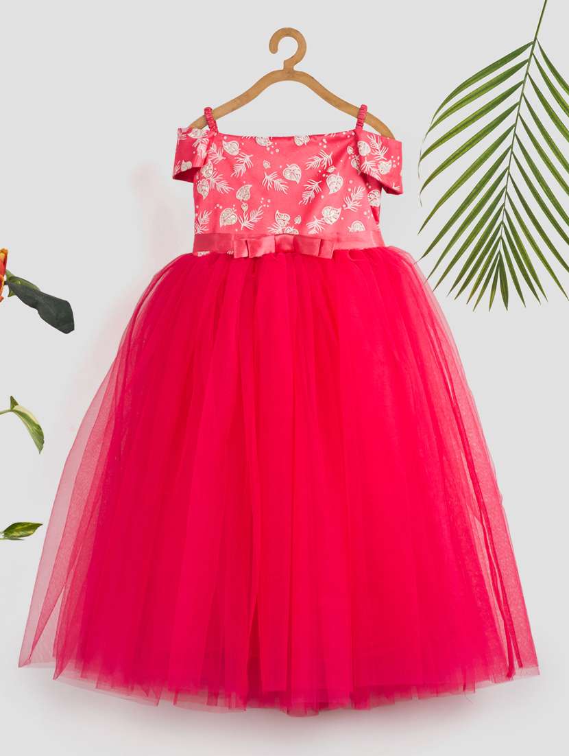 girls self designed off shoulder party gown - 21964975 - Zoom Image - 0