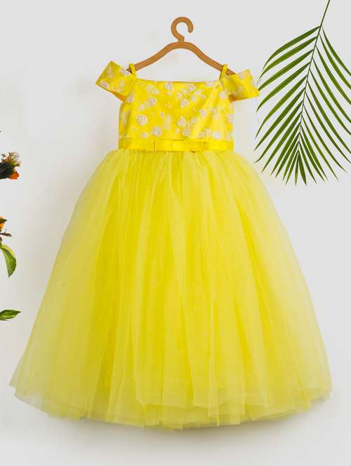 girls self designed off shoulder party gown - 21964976 - Standard Image - 0