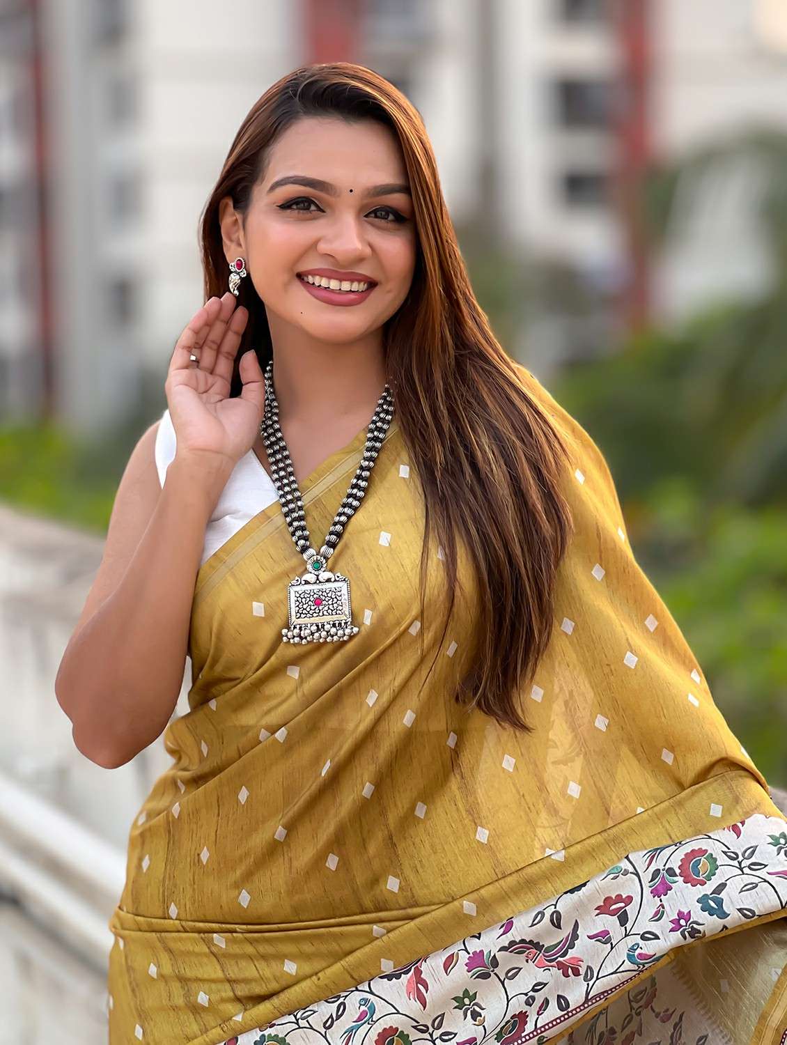 women printed casual wear saree with blouse - 21964988 -  Standard Image - 3