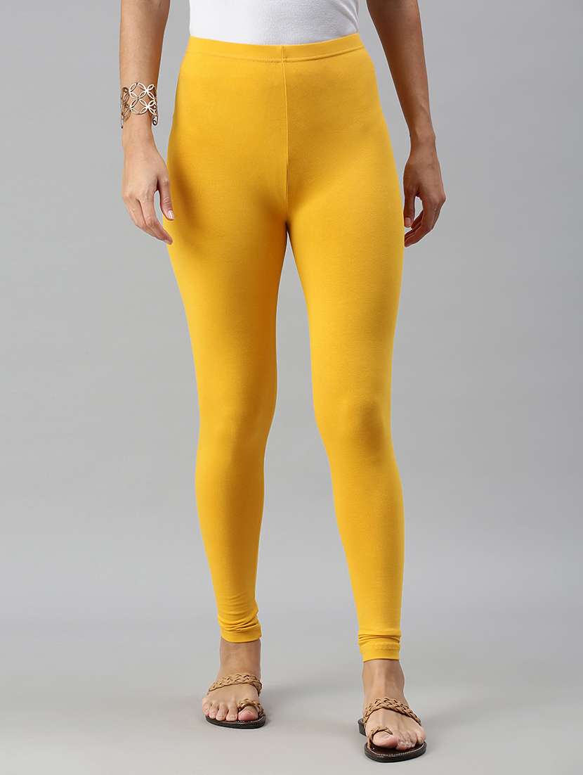 women solid mid rise ankle length legging