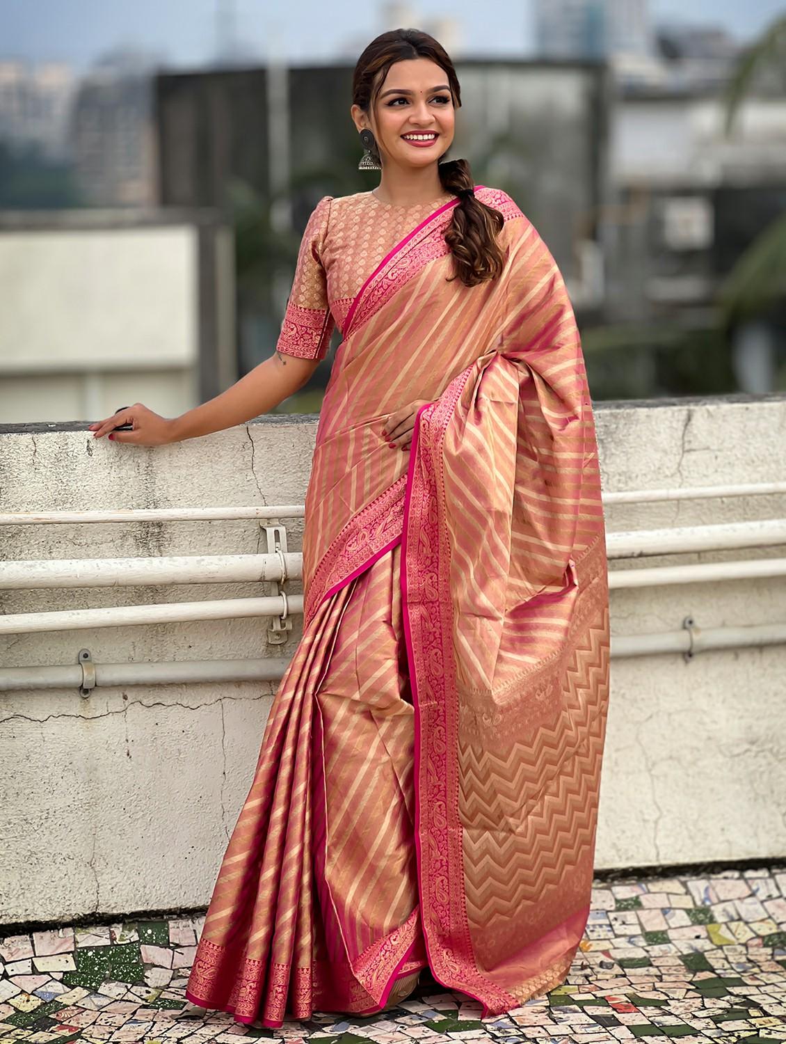 women self design banarasi saree with blouse