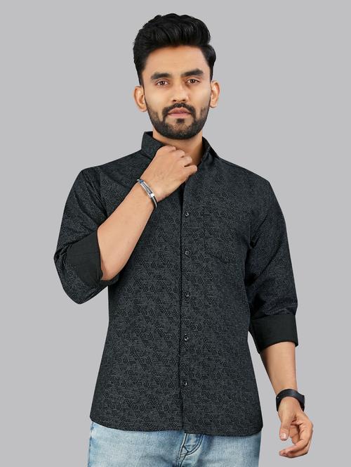 men printed long sleeve regular fit casual shirt - 21965108 -  Standard Image - 0