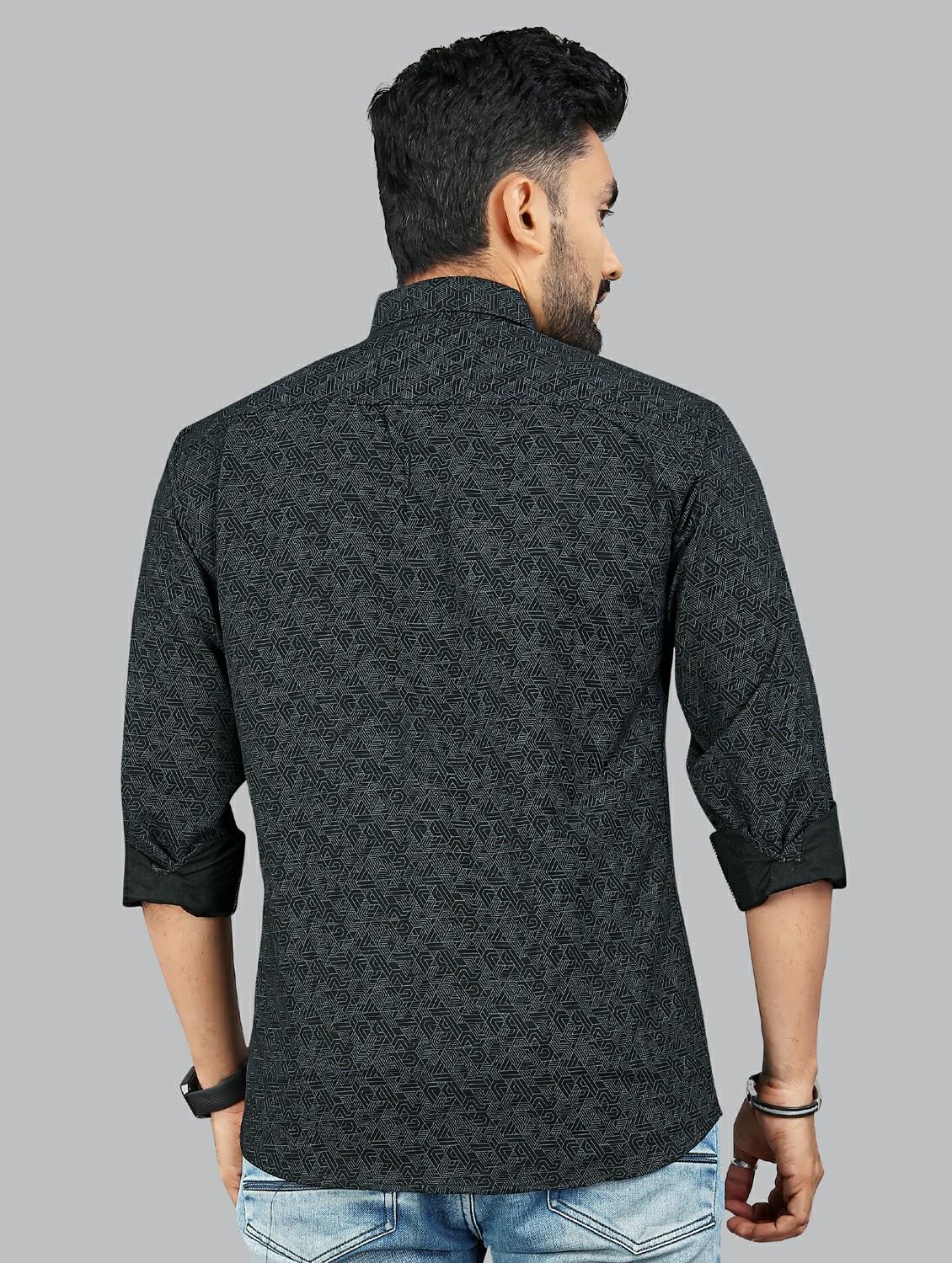 men printed long sleeve regular fit casual shirt - 21965108 - Standard Image - 3