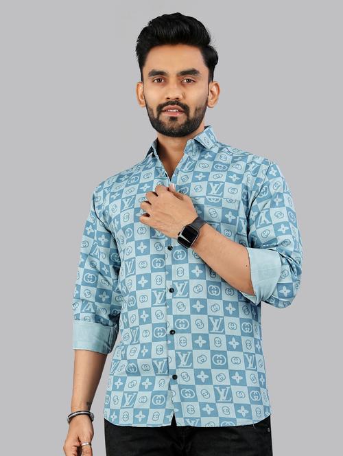 men printed long sleeve regular fit casual shirt - 21965113 -  Standard Image - 0