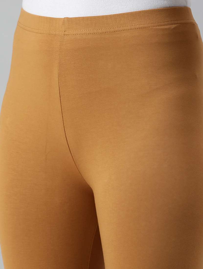 women brown solid ankle length legging - 21965209 -  Standard Image - 3