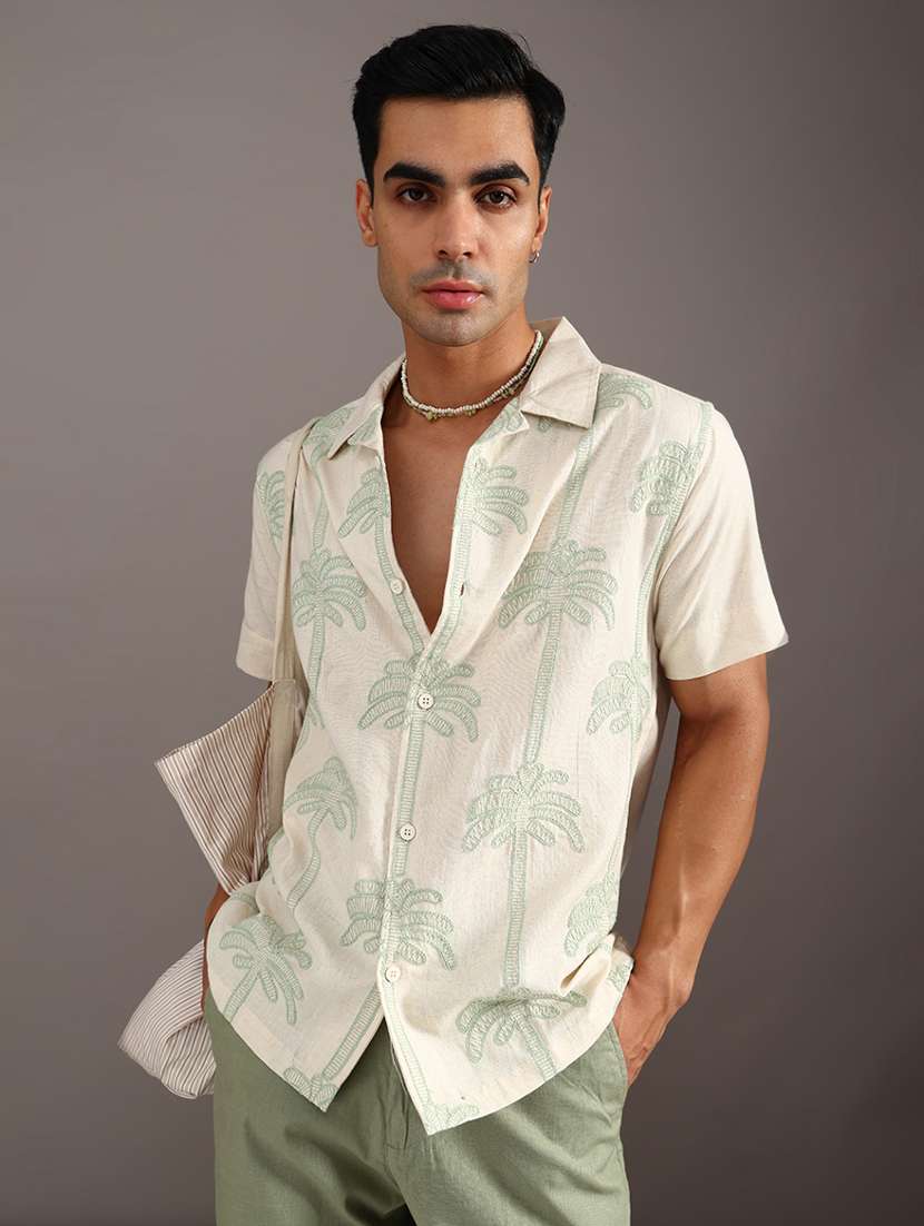 men solid with work short sleeve regular fit casual shirt