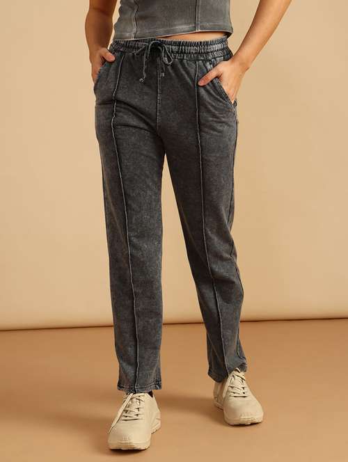 women solid mid rise regular fit track pant - 21965268 -  Standard Image - 0