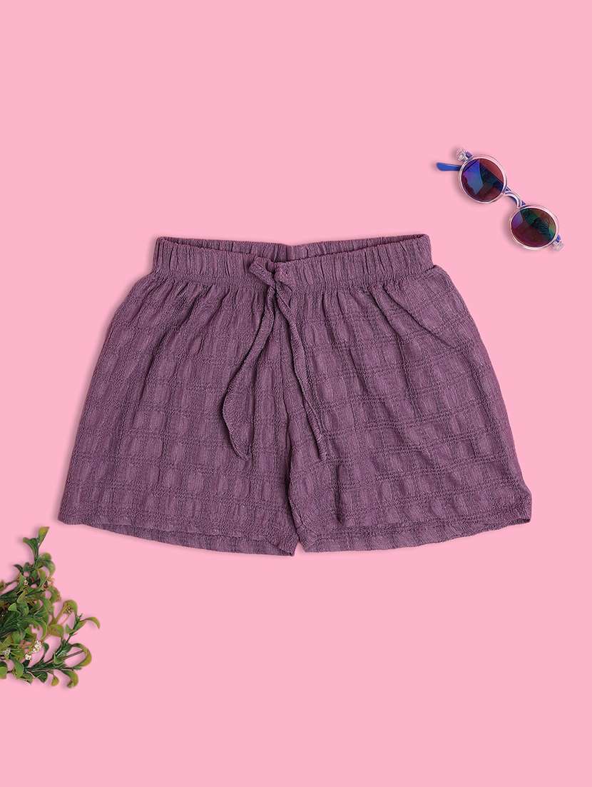 girls self design mid rise shorts