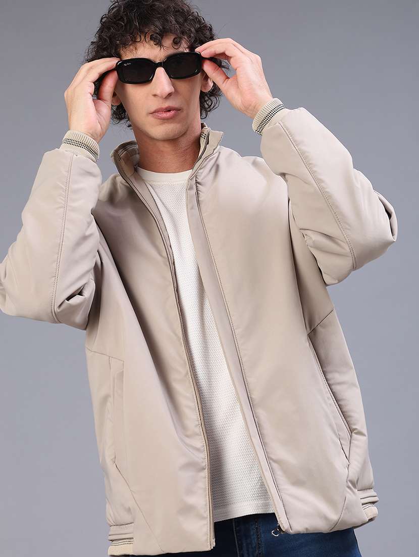 men solid long sleeve lightweight bomber jacket