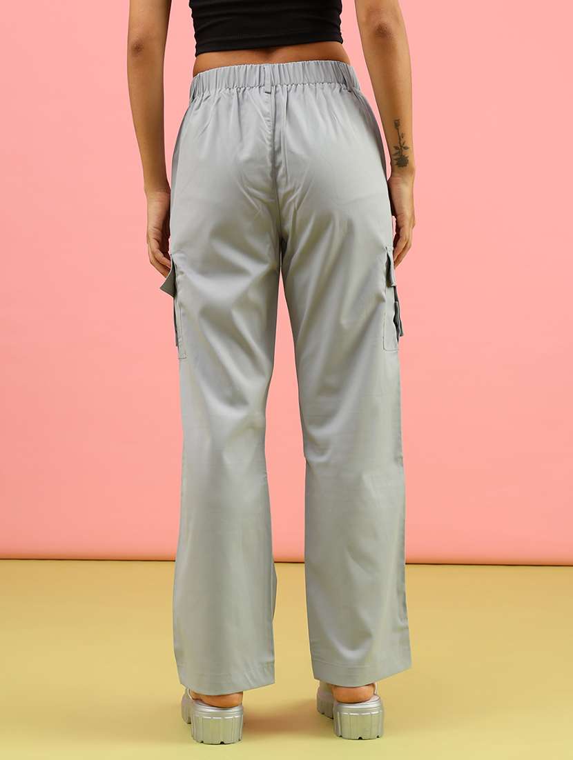 women solid mid rise regular fit cargo - 21965464 -  Standard Image - 3