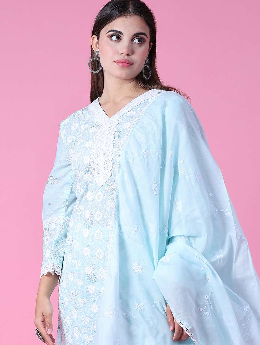 women three quarter sleeve kurta pant with dupatta set - 21965516 -  Standard Image - 3