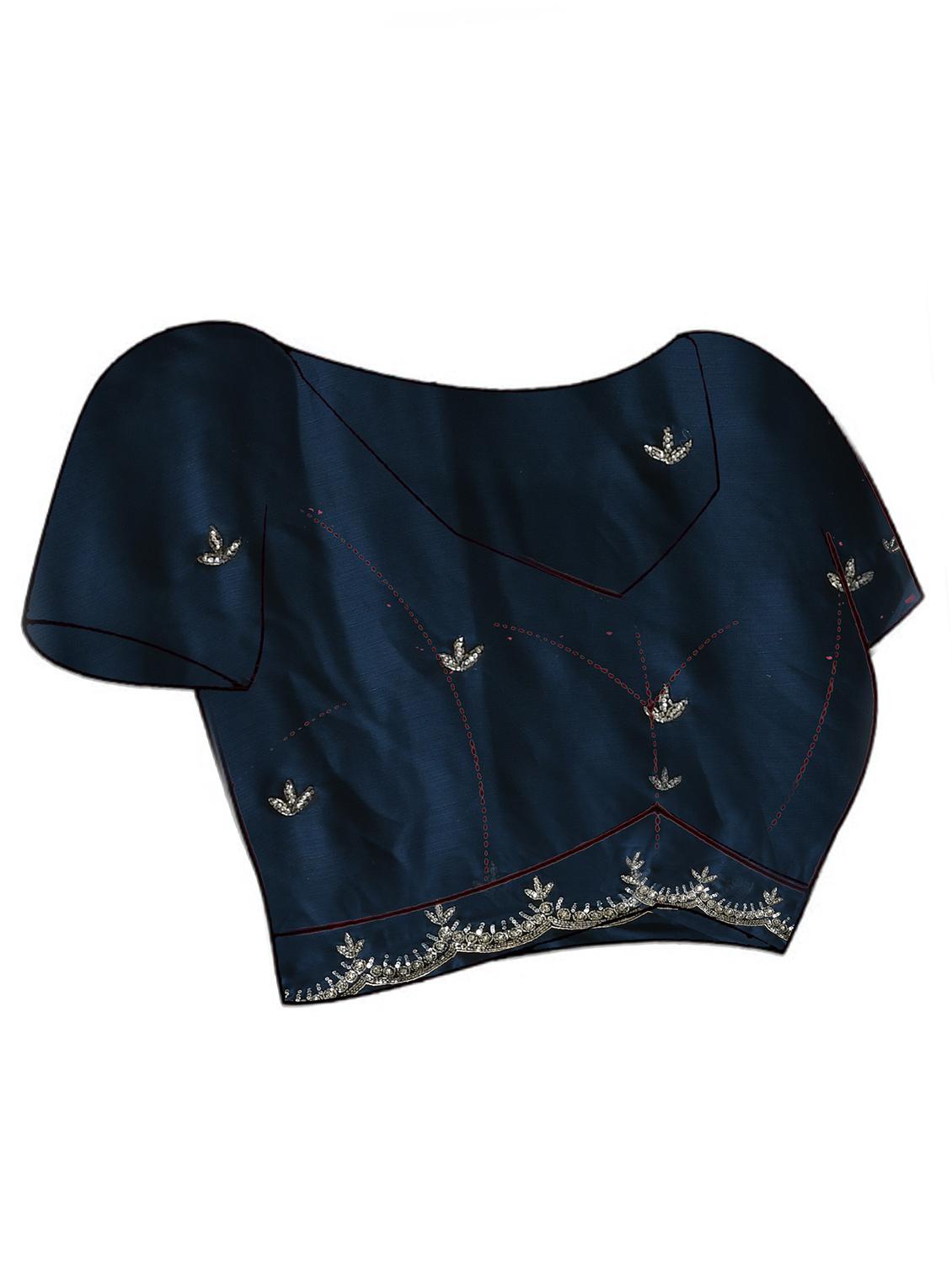 women solid with work embellished saree with blouse - 21965525 - Standard Image - 5