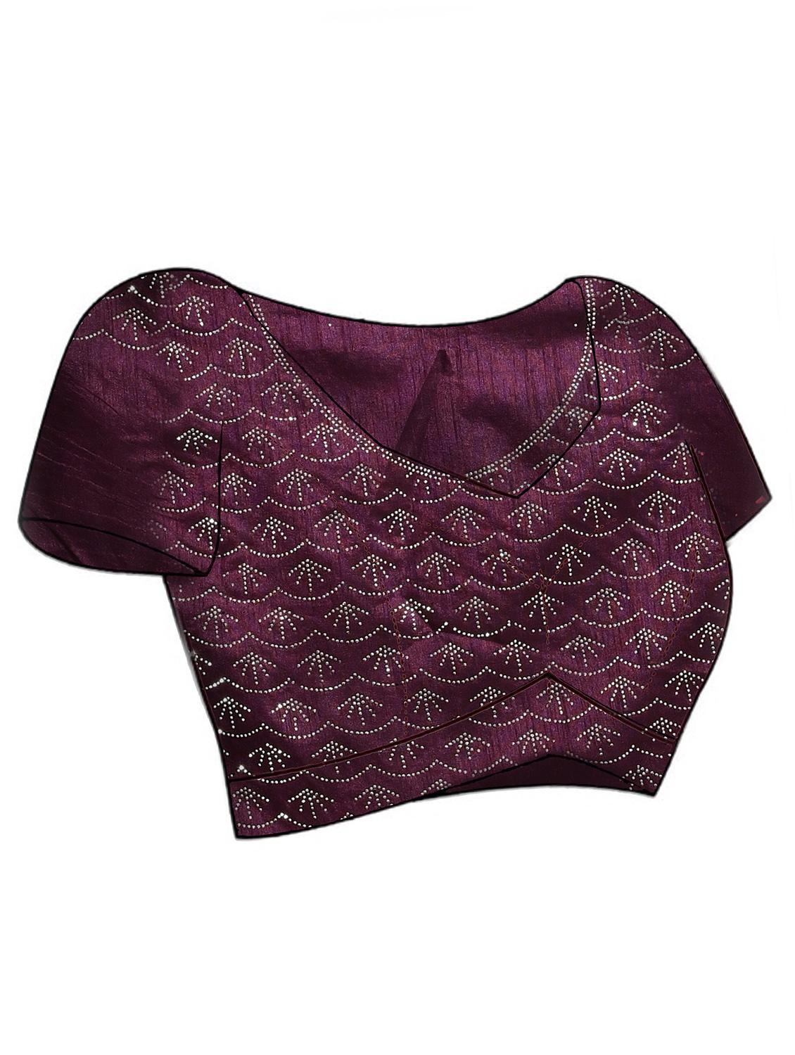 women solid with embellished bordered saree with blouse - 21965564 - Standard Image - 5