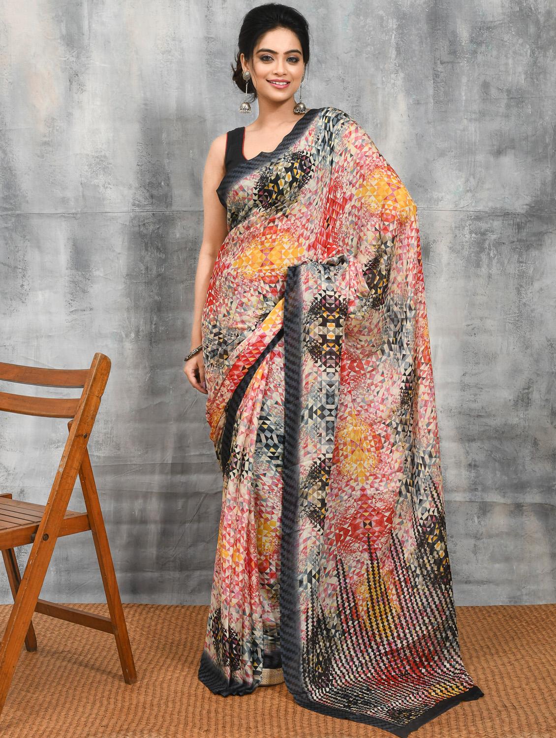women printed casual wear saree with blouse - 21965588 -  Zoom Image - 0