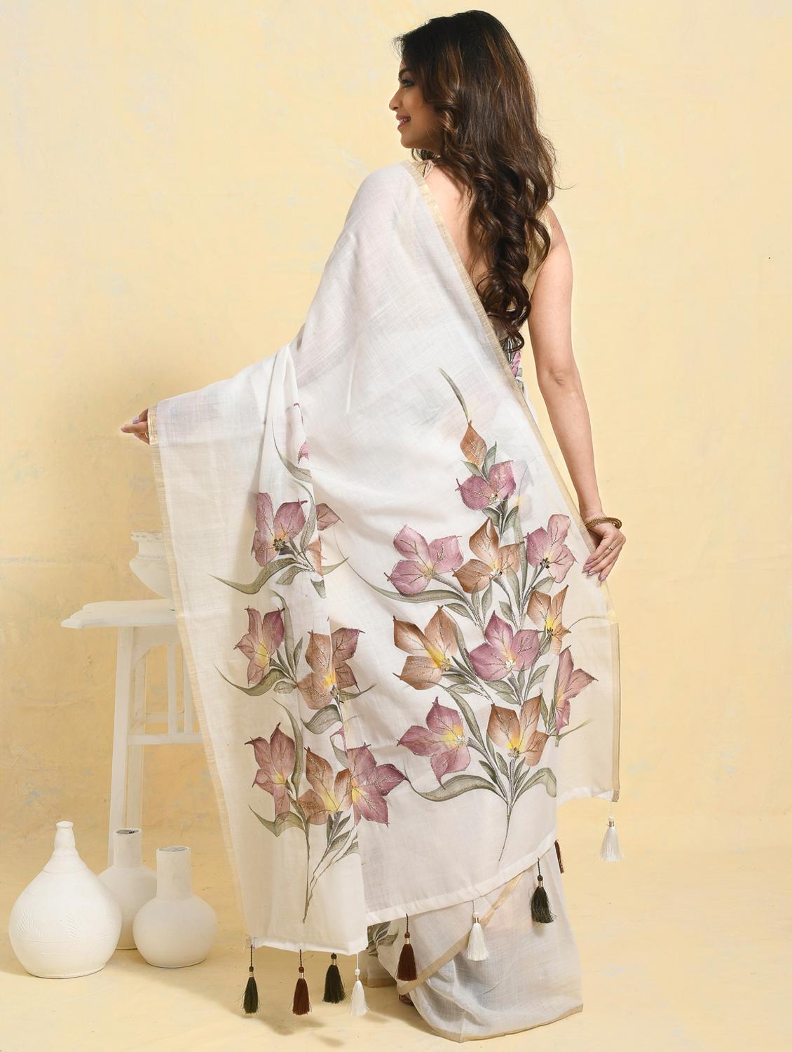 women printed casual wear saree with blouse - 21965593 - Standard Image - 3