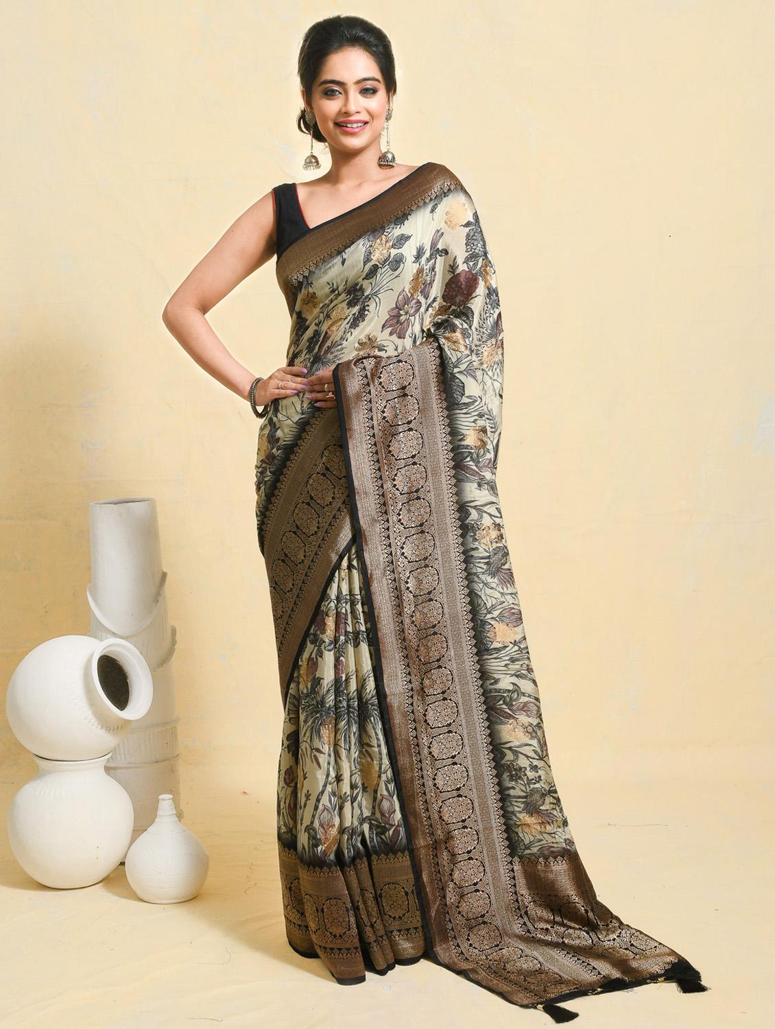 women printed casual wear saree with blouse - 21965604 -  Zoom Image - 0