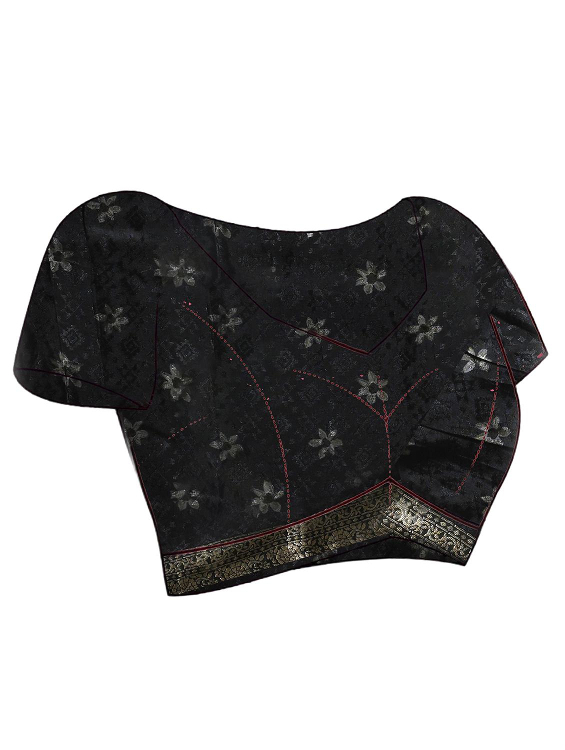 women floral printed bordered saree with blouse - 21965607 - Standard Image - 5