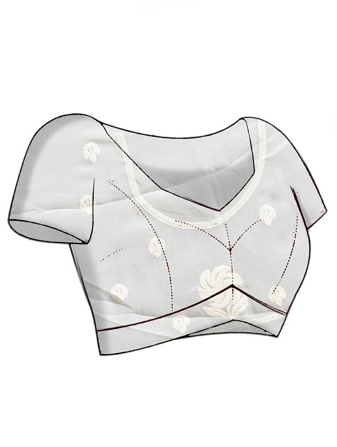 women solid with work embroidered saree with blouse - 21965624 - Standard Image - 5