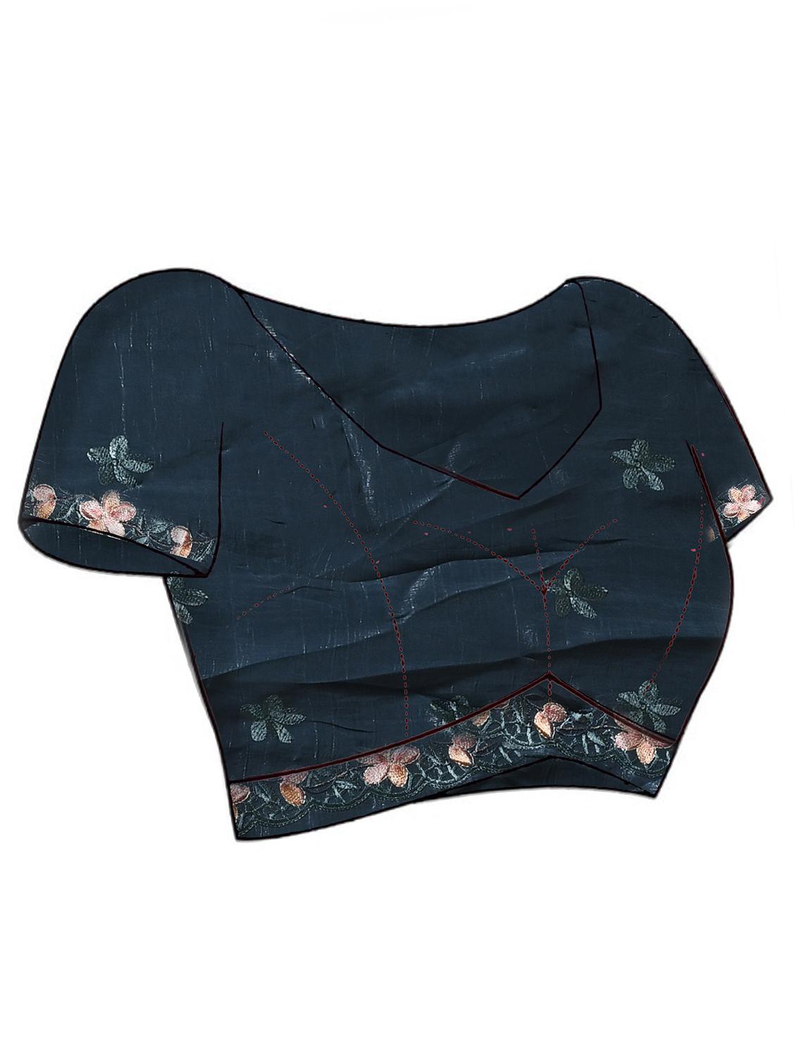 women solid with work embroidered saree with blouse - 21965630 - Standard Image - 5