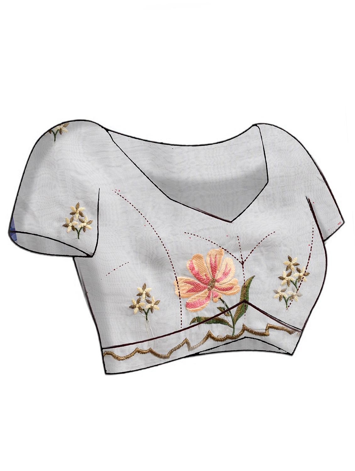 women floral embroidered bordered saree with blouse - 21965633 - Standard Image - 5