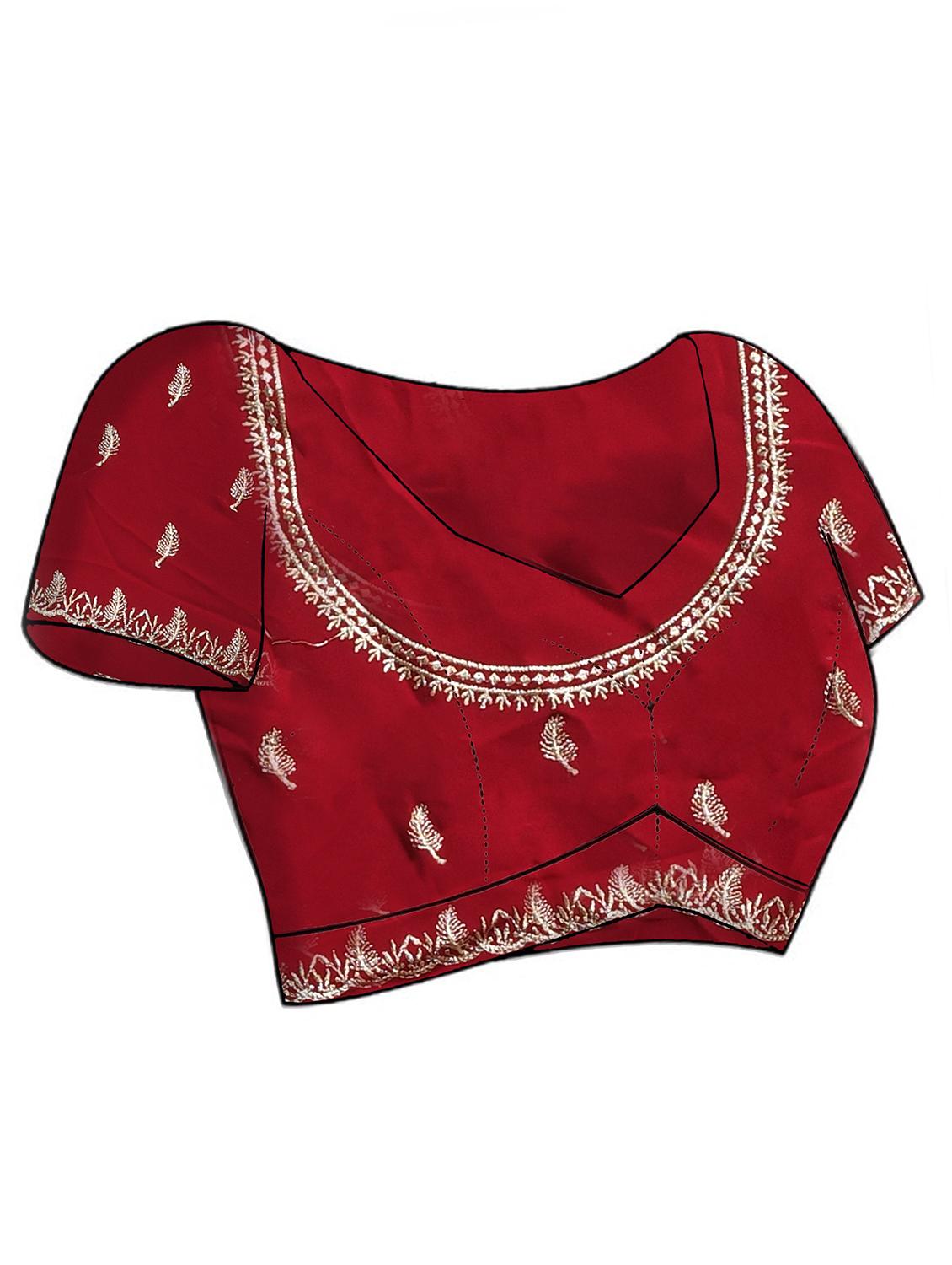 women solid with work embroidered saree with blouse - 21965638 - Standard Image - 5