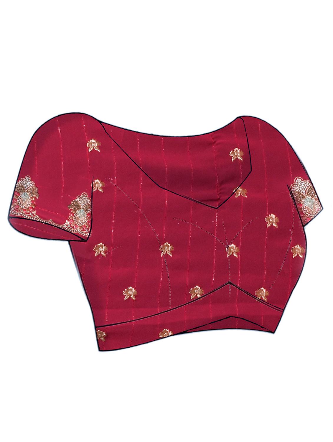 women solid with bordered saree with blouse - 21965641 - Standard Image - 5