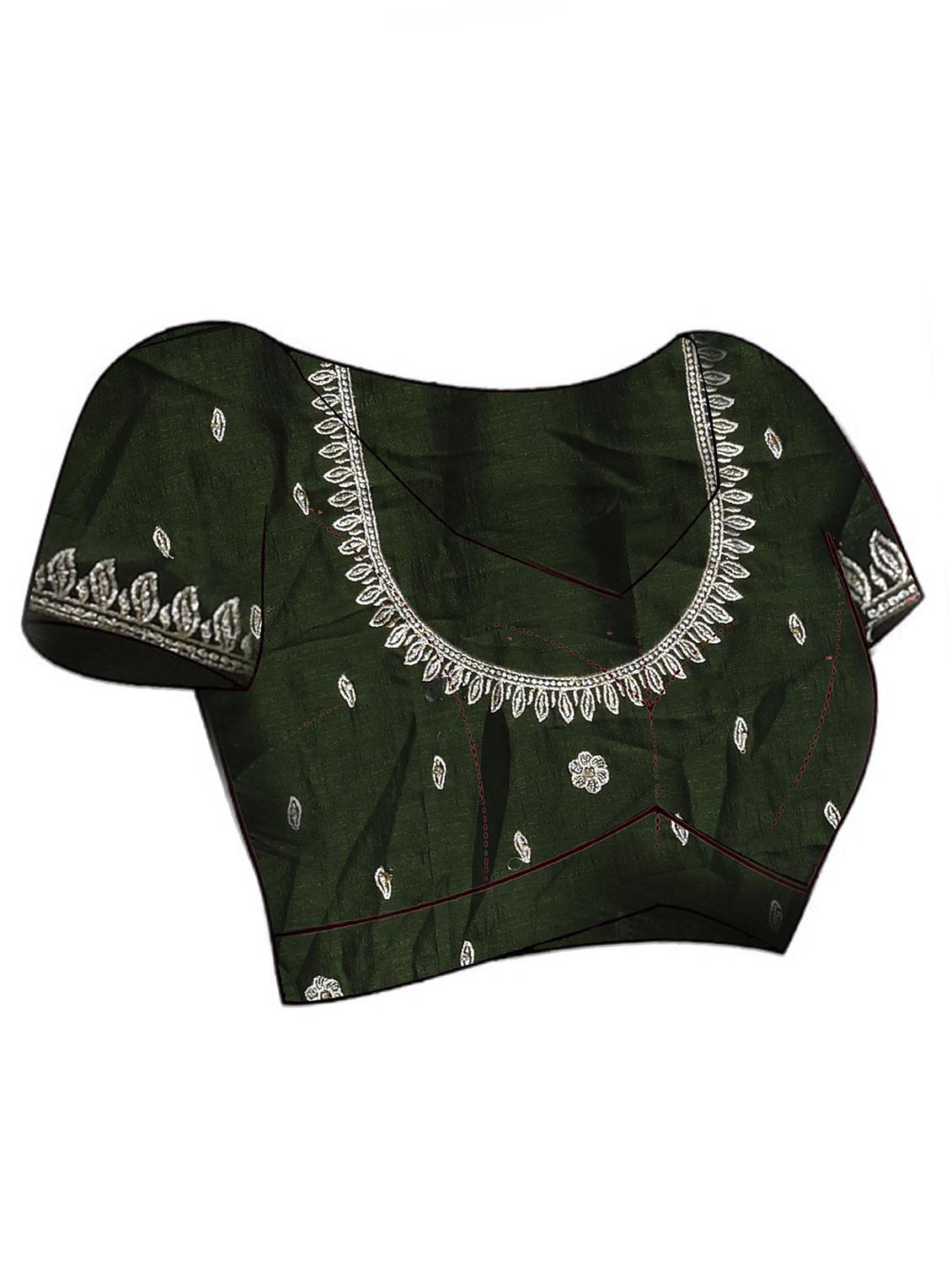 women solid with embellished bordered saree with blouse - 21965649 - Standard Image - 5