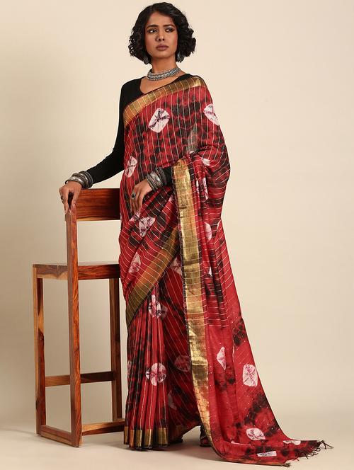women bandhani printed saree with blouse - 21965655 -  Standard Image - 0