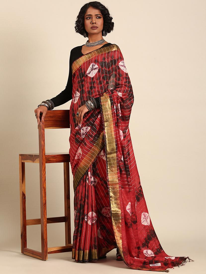 women bandhani printed saree with blouse - 21965655 -  Zoom Image - 0